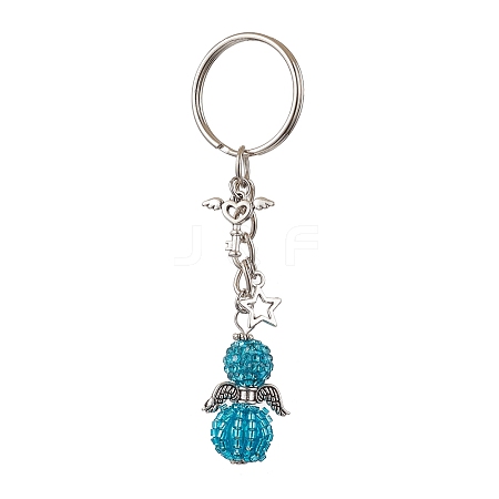 Alloy with Glass Seed Beads Keychain KEYC-MZ00010-02-1