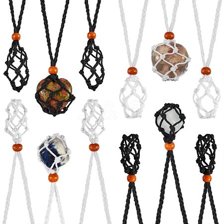 12Pcs 4 Style Adjustable Braided Waxed Cord Macrame Pouch Necklace Making NJEW-SZ0001-51-1
