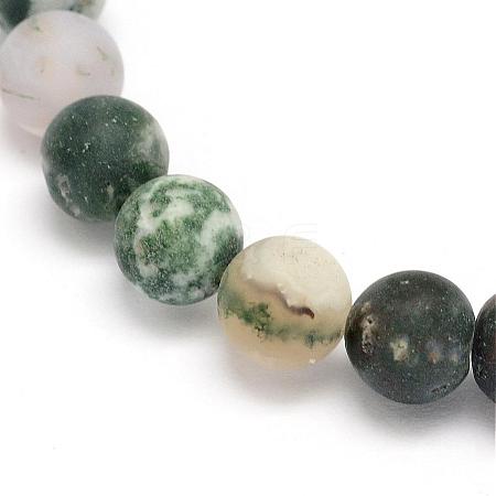 Natural Tree Agate Frosted Agate Round Gemstone Beads Strands G-O151-01-10mm-1