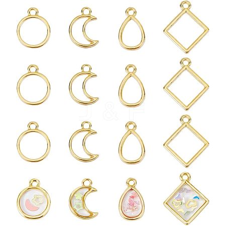 CHGCRAFT 48Pcs 4 Styles Alloy Open Back Bezel Pendants FIND-CA0005-98-1