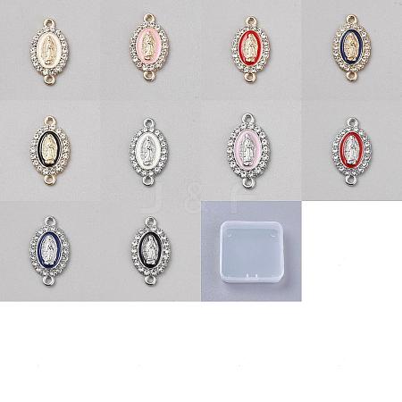 50Pcs 10 Colors Zinc Alloy Enamel Connector Charms FIND-NB0007-24-1