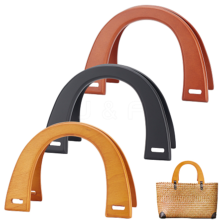   6Pcs 3 Style Wooden U-Shaped Bag Handles FIND-PH0010-45-1