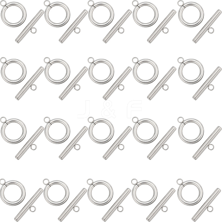SUNNYCLUE 40Pcs 304 Stainless Steel Ring Toggle Clasps STAS-SC0007-42C-1