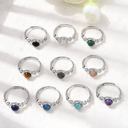 Natural Gemstone Finger Rings RJEW-A084-04P-1