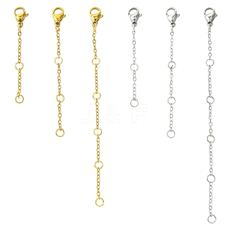2 Bags 2 Colors 316 Surgical Stainless Steel Chain Extender STAS-CJ0002-82-1