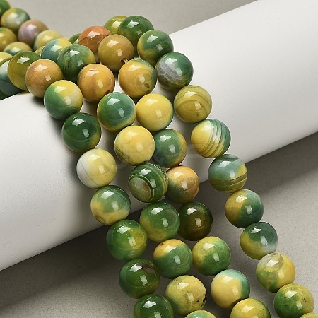 Dyed Natural Agate Beads Strands G-G203-09G-10mm-1