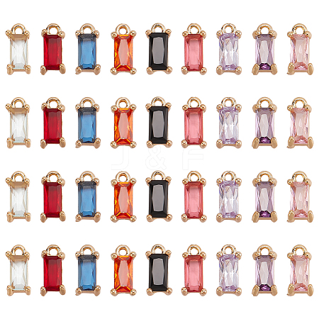 36Pcs 9 Colors Golden Brass Micro Pave Cubic Zirconia Charms KK-PH0010-99-1