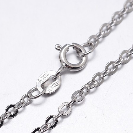 Anti-Tarnish Rhodium Plated 925 Sterling Silver Cable Chains Necklaces NJEW-M157-30C-20-1