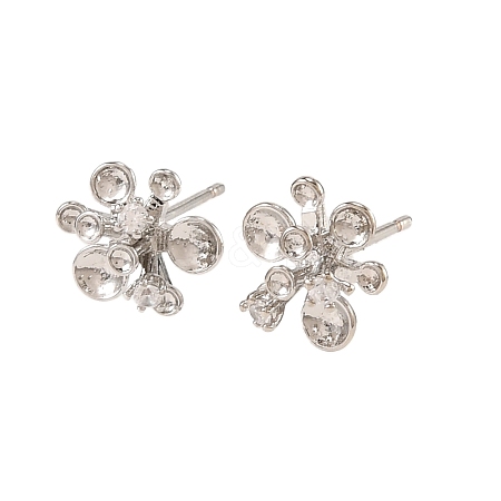 Brass Cubic Zirconia Stud Earring Settings CU-CBA53F6-01P-1