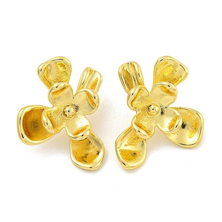 Rack Plating Flower Brass Stud Earrings EJEW-I313-09G-1