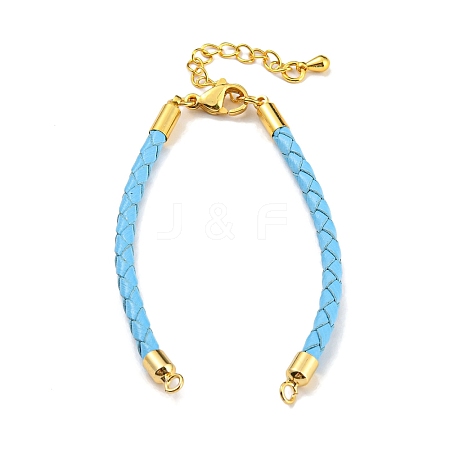 Leather Braided Cord Link Bracelets MAK-K022-01G-01-1