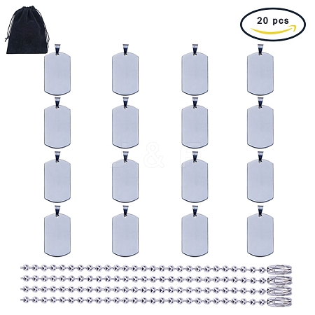 20PCS 304 Stainless Steel Ball Chain Necklace NJEW-PH0003-01-1