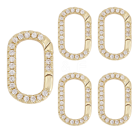 5Pcs Brass Micro Pave Cubic Zirconia Spring Gate Rings KK-HY0004-29-1