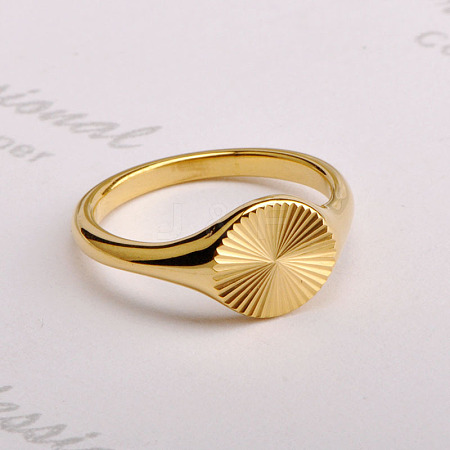 Flat Round 304 Stainless Steel Finger Rings FS-WG268FC-03-1