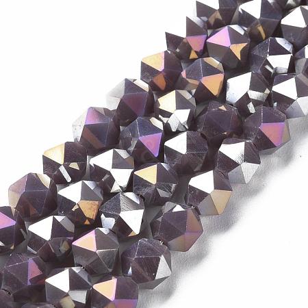 Electroplate Opaque Glass Beads Strands X-EGLA-T019-05D-1