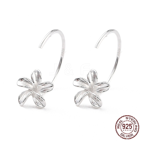 Flower 925 Sterling Silver Stud Earrings for Girl Women EJEW-I259-12S-1