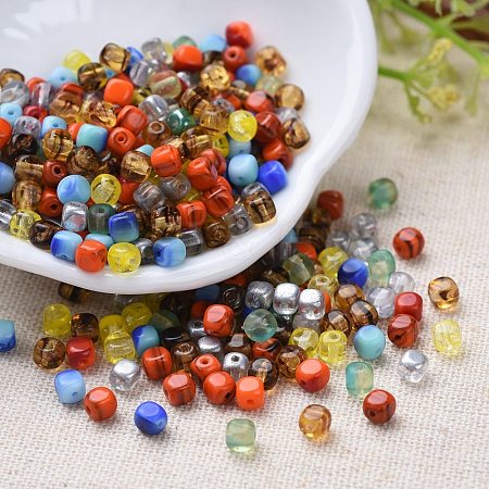 Transparent & Opaque Czech Glass Beads GLAA-O018-04-1