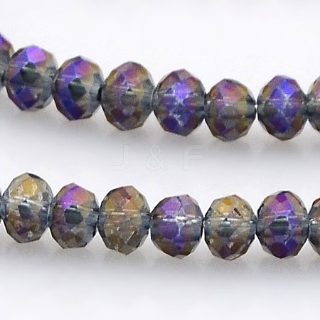 Full Rainbow Plated Faceted Rondelle  Glass Beads Strands GLAA-A024B-FR04-1