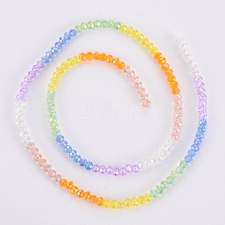 Transparent 7 Colors Electroplate Glass Beads Strands X-EGLA-T020-09-1