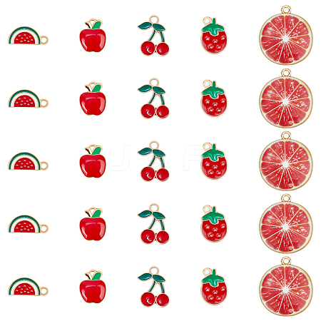 50Pcs 5 Styles Alloy Enamel Pendants ENAM-SC0005-65-1