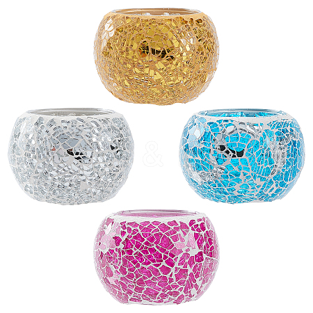 SUPERDANT 4Pcs 4 Colors Mosaic Glass Tealight Candle Holders AJEW-SD0001-10-1