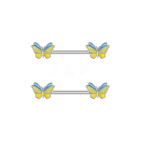 304 Stainless Steel Enamel Butterfly Nipple Barbells WG20A72-04-1