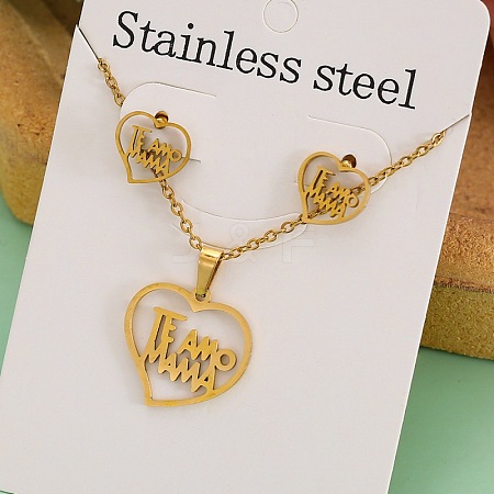 Stainless Steel Pendant Necklaces & Stud Earrings Sets FS-WG1A0DB-06-1