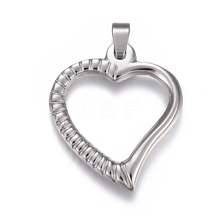 Tarnish Resistant 304 Stainless Steel Open Heart Pendants STAS-E466-02P-1