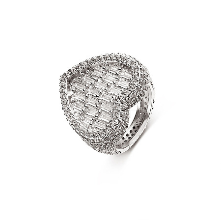 Brass Micro Pave Clear Cubic Zirconia Finger Rings for Women FS-WG571C7-07-1
