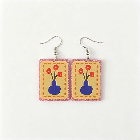 Acrylic Glitter Powder Dangle Earrings for Women WGA022A-06-1