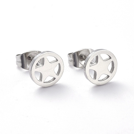 304 Stainless Steel Pentacle Stud Earrings EJEW-H368-27P-1