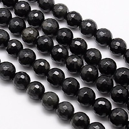 Natural Obsidian Beads Strands G-G549-6mm-02-1