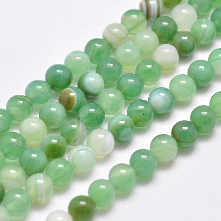 Natural Striped Agate/Banded Agate Bead Strands G-G962-6mm-02-1