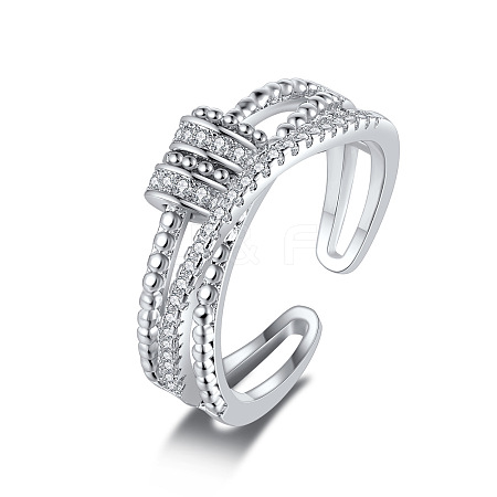 Brass Micro Pave Clear Cubic Zirconia Rotating Cuff Rings FS-WG95F24-01-1