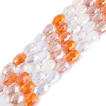 Electroplate Imitation Jade & Opaque & Transparent Glass Beads Strands EGLA-Q135-4x6MM-01C-1