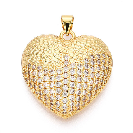 Brass Micro Pave Clear Cubic Zirconia Pendants KK-N268-52G-1