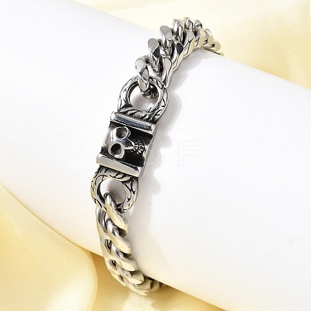 304 Stainless Steel Cuban Link Chains Bracelets BJEW-A092-02P-1