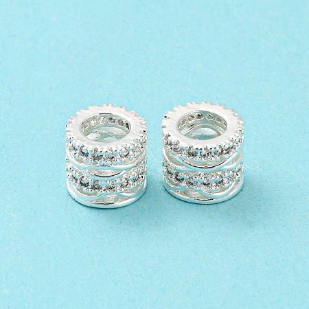 Brass Micro Pave Cubic Zirconia European Beads KK-H452-09S-1