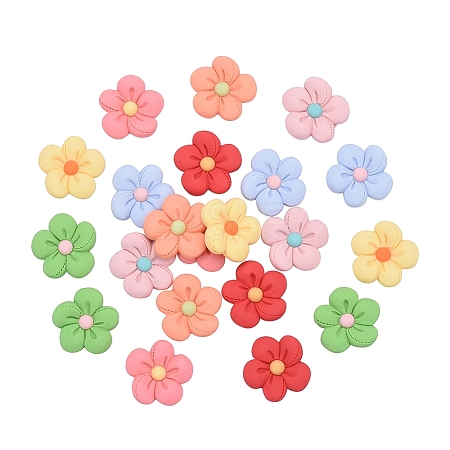 35Pcs 7 Colors Resin Frosted Cabochons CRES-CJ0001-24-1