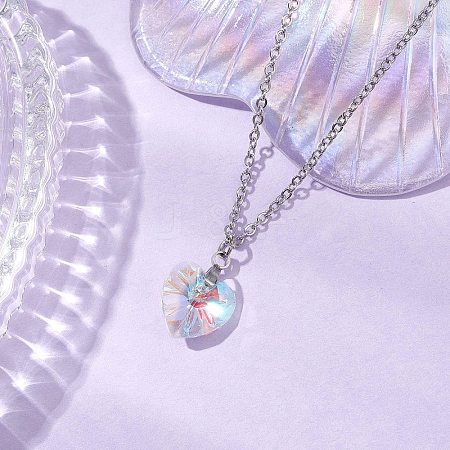 Electroplated Clear AB Glass Pendant Necklaces NJEW-JN05146-01-1