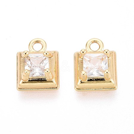 Brass Micro Pave Cubic Zirconia Pendants KK-T071-46G-1