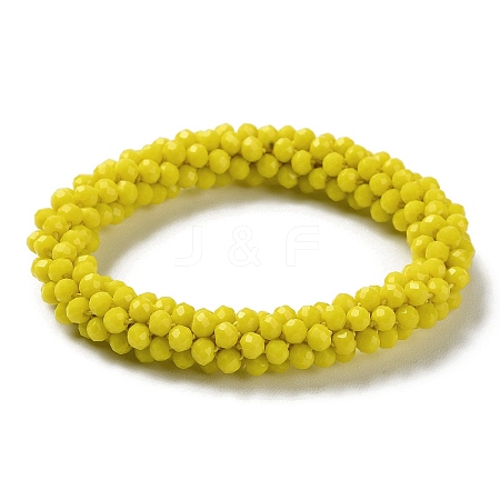 Crochet Glass Beads Braided Stretch Bracelet BJEW-S144-002E-15-1