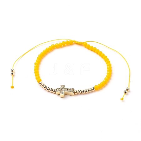 Adjustable Nylon Cord Braided Bead Bracelet BJEW-JB05732-04-1
