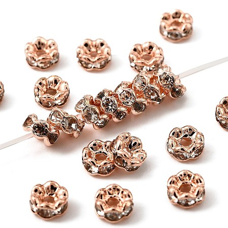 Brass Rhinestone Spacer Beads X-RB-A014-L4mm-01RG-NF-1