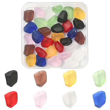 32Pcs 8 Colors Transparent Frosted Glass Beads Strands GLAA-FS0001-60-1
