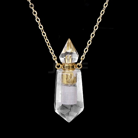 Natural Quartz Crystal Perfume Bottle Pendant Necklace PW-WG2A891-23-1