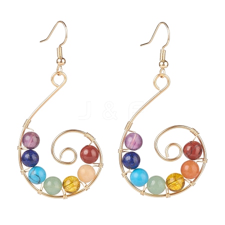 Natural & Synthetic Mixed Gemstone Braided Vortex Dangle Earrings EJEW-JE04933-1