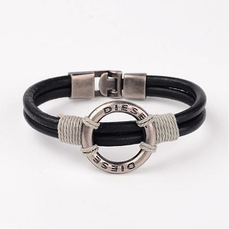 Wholesale Hemp Cord Wrapped Leather Bracelets - Jewelryandfindings.com