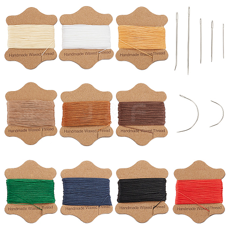   10 Cards 10 Colors Round Waxed Nylon Cord Sets YC-PH0002-42-1