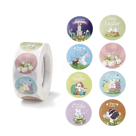 8 Patterns Easter Theme Self Adhesive Paper Sticker Rolls X1-DIY-C060-03D-1